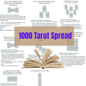 1000 Tarot Spreads, Tarot Cheat Sheets, Tarot for Beginner, Tarot Cards