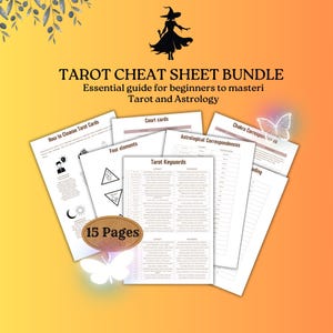 Tarot Keywords Cheat Sheet Bundle,Tarot for Beginner, Tarot Gift Set, Tarot card printable