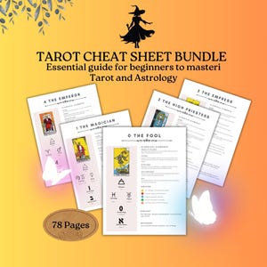 78 Pages Tarot Cheat Sheets, Tarot for Beginner, Tarot Cards, Tarot Gift Set, Tarot Deck, Tarot Symbolism