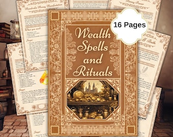 Wealth Spells and Rituals, Witchcraft, Book of Shadows, Grimoire Pages, Beginner Witch Kit