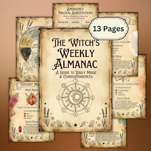 Days of the Week Magic Cheat Sheet, Witchcraft Digital Download, Daily Correspondences Grimoire Pages, Planet Hours Guide, Witchy Planner