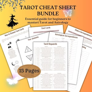 Tarot Schlüsselwörter Spickzettel-Bundle: Anfängerleitfaden (PDF Download A4/US Letter Size)