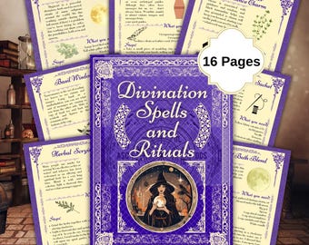 Divination Spells and Rituals, Witchcraft, Book of Shadows, Grimoire Pages, Beginner Witch Kit