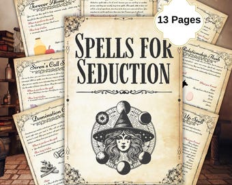 Seduction Spells and Rituals, Witchcraft, Book of Shadows, Grimoire Pages, Beginner Witch Kit