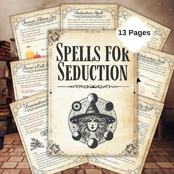Seduction Spells and Rituals, Witchcraft, Book of Shadows, Grimoire Pages, Beginner Witch Kit