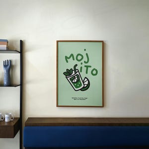 Impresión artística de cóctel mojito / Póster con receta de bebida