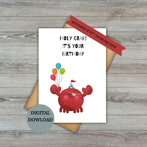 Biglietto d'auguri stampabile "Santo Granchio, è il tuo compleanno", biglietto d'auguri con gioco di parole divertente, biglietto d'auguri divertente, biglietto digitale, biglietto per bambini, biglietto per adolescenti, download immediato