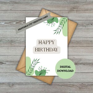 Cartão de aniversário para imprimir, plantas, cartão de feliz aniversário para baixar, cartão para amantes de plantas, cartão de aniversário de plantas, cartão de aniversário para ela e ele para baixar