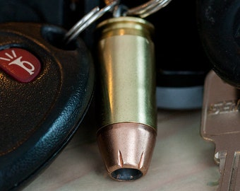 BULLET KEYCHAIN - Real .45 Caliber Hollow Point Bullet Key Chain - Handmade in USA