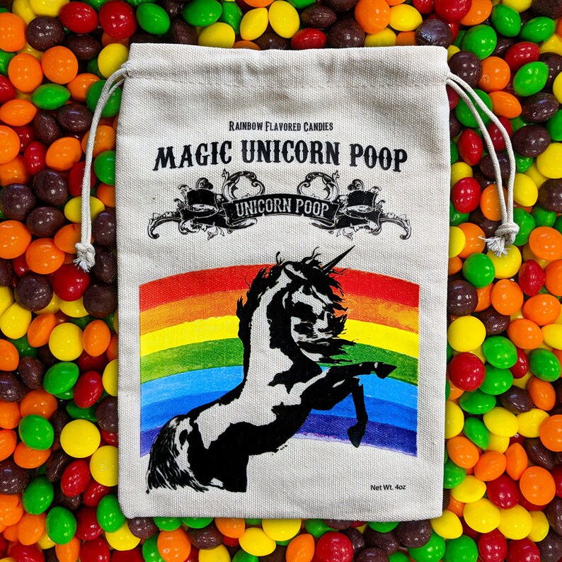 Unicorn Poop  Edible Rainbow Poop Nuggets in Cotton Pouch image 0