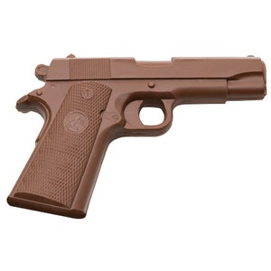 CHOCOLATE GUN Full Size Hand-Crafted Solid Milk Chocolate Handgun with REAL Gun Case image 2