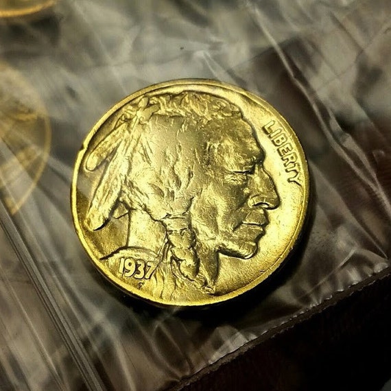 GOLD PLATED BUFFALO AND LIBERTY NICKELS ONE OF EACH FREE GOLD PLATED INDIAN CENT