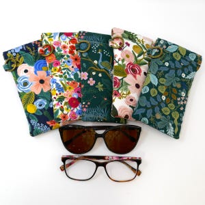 Floral Padded Eyeglasses Case, Readers Holder, Rifle Paper Co, Handcrafted Sunglasses Pouch, Gift, Fast Shipping