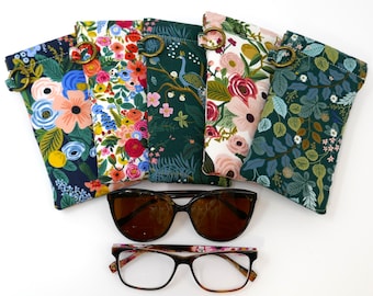 Floral Padded Eyeglasses Case, Readers Holder, Rifle Paper Co, Handcrafted Sunglasses Pouch, Gift, Fast Shipping
