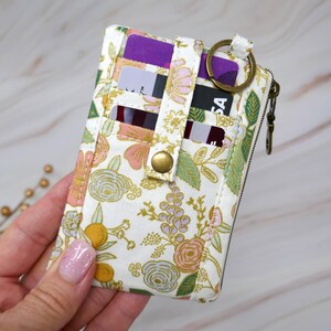 Mini portefeuille floral Porte-monnaie minimaliste Rifle Paper Co Porte-clés Mini portefeuille Here We Go Petit portefeuille à fermeture à glissière Cadeau expédié rapidement