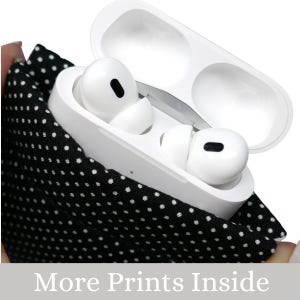 Unisex Fabric AirPods Pro Case, Flex Frame EarBud Pouch, Multi Use Snap Pouch, Clip On Electronics, HORIZONTAL, Achromic, Black, Gray, White