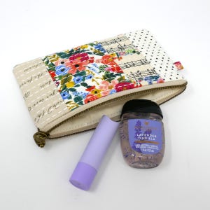 Quilted Pouch Embroidered Patchwork Cotton Fabric Zipper Floral Zipper Pouch Gift for Her Sashiko Rifle Paper Co. Petite Garden Party Music