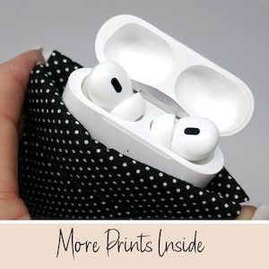 Custodia unisex in tessuto per AirPods Pro, custodia per auricolari Flex Frame, custodia multiuso a scatto, elettronica a clip, ORIZZONTALE, acromica, nero, grigio, bianco