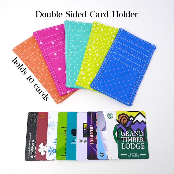 Double Sided Card Holder, 10-Slot Credit Card Wallet, Wallet Purse Wristlet, Loyalty Gift Insurance Card Holder, Bright Colors, Polka Dots