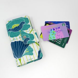 Aqua Floral 10-Slot-Kreditkartenhalter, Geschenk Loyalität Krankenversicherung Kartenhalter, Lehrer Wertschätzung Geschenk, Geldbörse Insert, Teal Lime