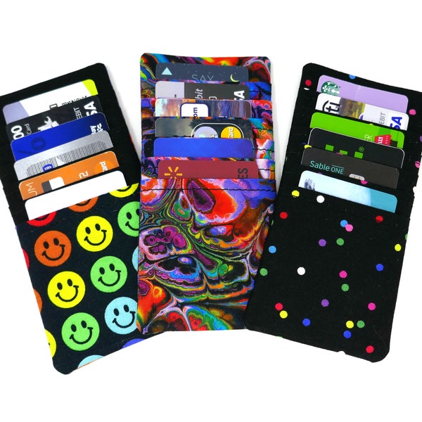 Fun Rainbow Card Holder, 6-Slot Credit Card Insert, Wallet Purse Wristlet, Loyalty Insurance Gift Card Wallet, Smiley Face, Ships Fast