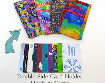 10-Slot Card Holder, Double-Sided Credit Card Wallet, Wallet Purse Wristlet Insert, Loyalty Gift Insurance Cards, Bright Colors, Rainbow