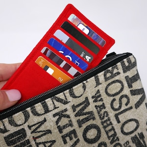 Porta cartão de crédito • Inserção de cartão de crédito com 6 compartimentos • Adicione mais compartimentos para cartão à sua carteira ou bolsa existente • Pronto para enviar • Vermelho