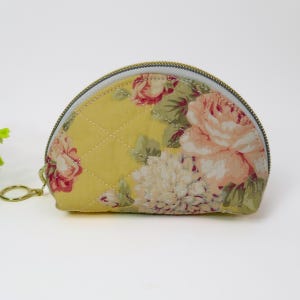 Dumpling Pouch Quilted French Country Floral Quilted Makeup Bag Cute Accessory Case Gift Idea Cotton Pouch Fast Shipping