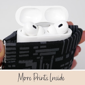 Custodia per AirPods Pro, custodia per auricolari Flex Frame, custodia multiuso a scatto, custodia elettronica con clip, ORIZZONTALE, acromica, nera, grigia, bianca, unisex