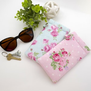 Quilted Shabby Chic Eyeglasses Case Padded Readers Holder French Country Pastel Floral Handmade Sunglasses Pouch Gift for Her Fast Shipping