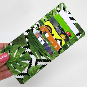 Porta-cartão de crédito tropical, 6 compartimentos para cartão, carteira, bolsa, bolsa de pulso, pronto para envio, cartões de seguro de presente de fidelidade, folhagem, palmeira
