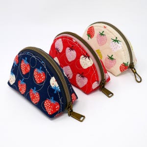 Strawberries Dumpling Pouch Makeup Bag Cute Accessory Case Gift Idea Cotton Pouch Fast Shipping Ruby Star Society Kimberly Kight