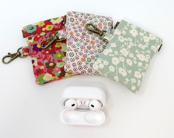 Fabric AirPods Pro Case, Earbuds Case, Small Flex Frame Snap Pouch, Multi Use, Floral, Clip On, Hair Ties, Medication, Supplements, VERTICAL