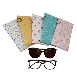 Floral Tiny Prints Eyeglasses Case Padded Readers Holder French Country Cherries Sunglasses Pouch