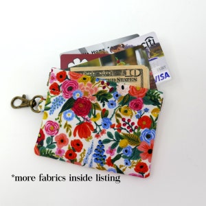 Mini portefeuille floral, pochette à clip flexible, porte-cartes de visite, usages multiples, feuillage, Rifle Paper Co, cadeau pour elle, expédition rapide