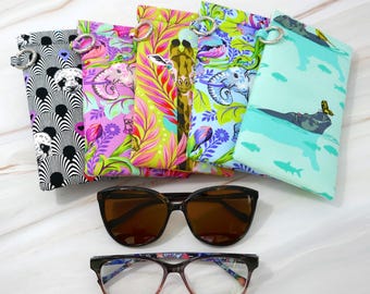 Animals Glasses Case Padded Readers Holder Handmade Sunglasses Pouch Gift for Her Fast Shipping Giraffe Elephant Hippos Pandas