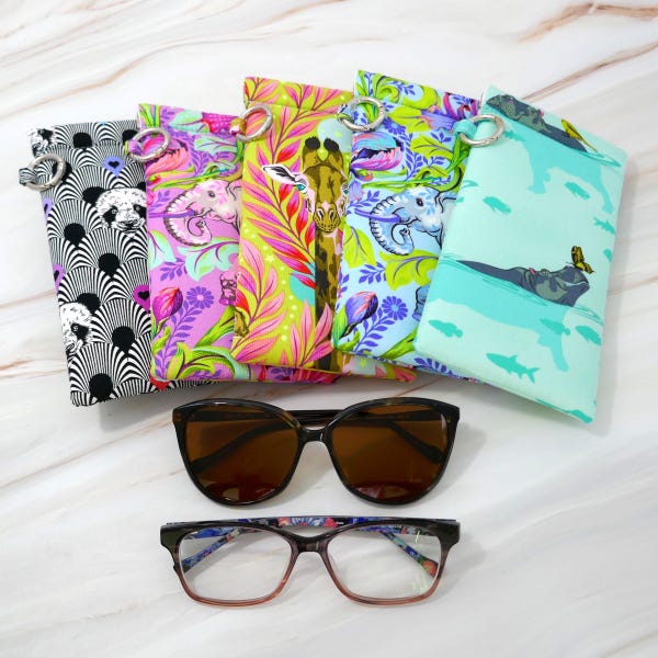Animals Glasses Case Padded Readers Holder Handmade Sunglasses Pouch Gift for Her Fast Shipping Giraffe Elephant Hippos Pandas
