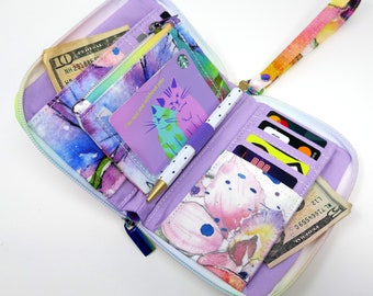 Small Zip Around Wallet Coin Purse Detachable Wrist Strap Made to Order Women&#39;s Billfold Custom Made in Your Choice of Fabric Handmade