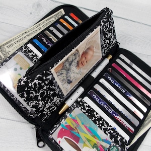 Custom Wallet Made to Order Zip Around Wallet Personalized Womens Large Billfold Zippered Fabric Pocketbook Handmade Birthday Gift for Her