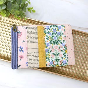 Quilt Patchwork Coin Purse Cotton Zipper Scrappy Pouch Pieced Multi Use Zipper Bag French Country Gift for Her Rifle Paper Co Accessories
