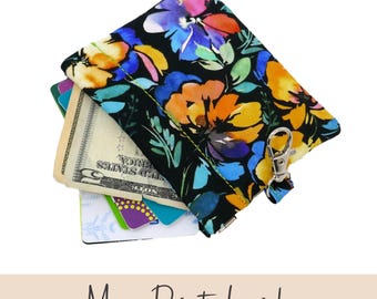 Mini Snap Wallet, Coin Purse, Cards and Cash, Multi Use Pouch, Flex Frame Business Card Holder, Floral, Rainbow, Mushrooms, Gift for Her
