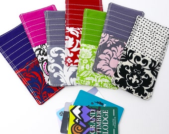 Damask Card Holder, 6-Slot Credit Card Insert, Wallet Purse Wristlet, Loyalty Gift Insurance Cards, Teacher Appreciation Gift for Her