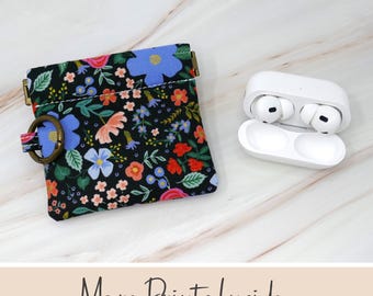 Fabric AirPods Pro Case Small Flex Frame EarBud Pouch Multi Use Snap Pouch Floral Clip On Gift Electronics HORIZONTAL Rifle Paper Co