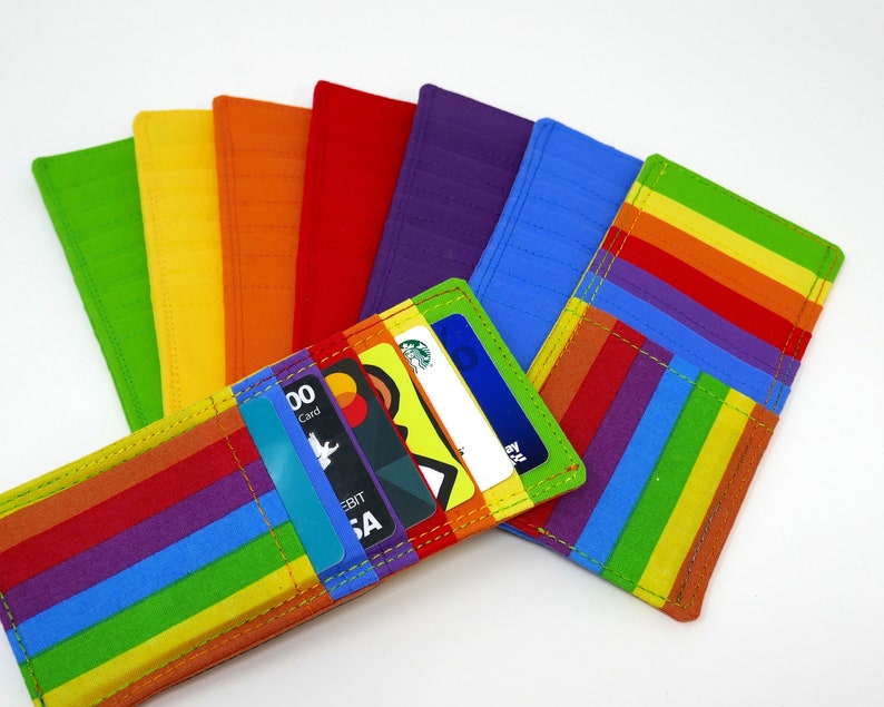 Rainbow Striped Card Holder, 6-slot Credit Card Insert, Wallet Purse ...