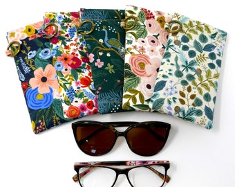 Étui à lunettes à fleurs, Support de lecture rembourré, Cadre flexible, Pochette à pression, Imprimé floral, Rifle Paper Co, Cadeau pour elle, Lunettes de soleil, Expédition rapide