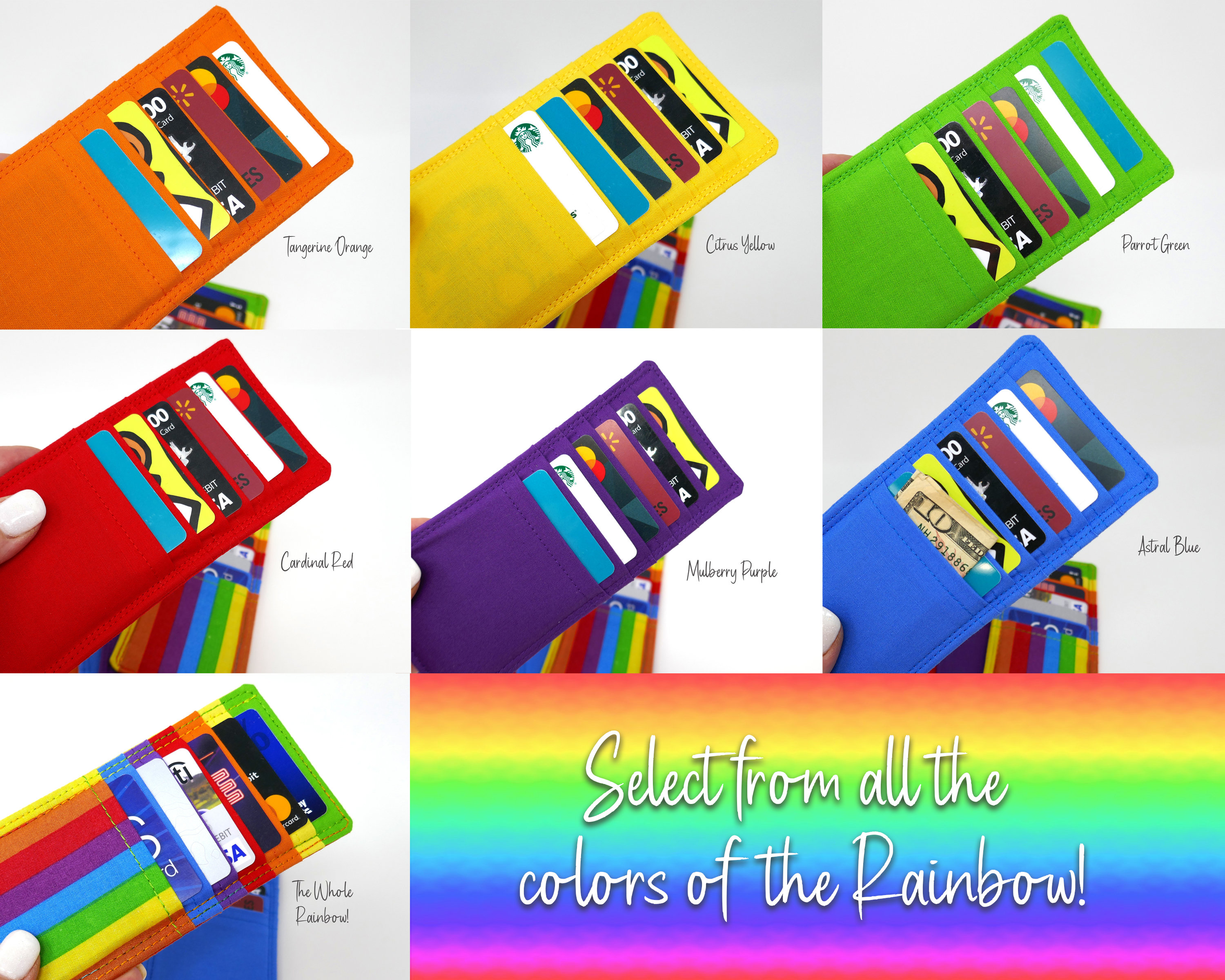 Credit Score Raimbow Image Rainbow Striped Card Holder, 6-slot Credit Card Insert, Wallet Purse ...