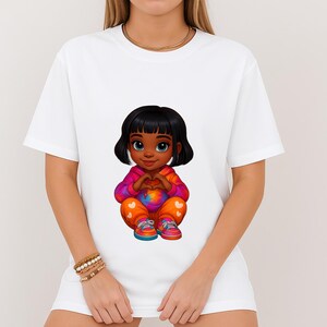 Cute Neon Lilo-Inspired Girl PNG, 3D Cartoon Clipart for Sublimation, Digital Download for T-Shirts and Gifts