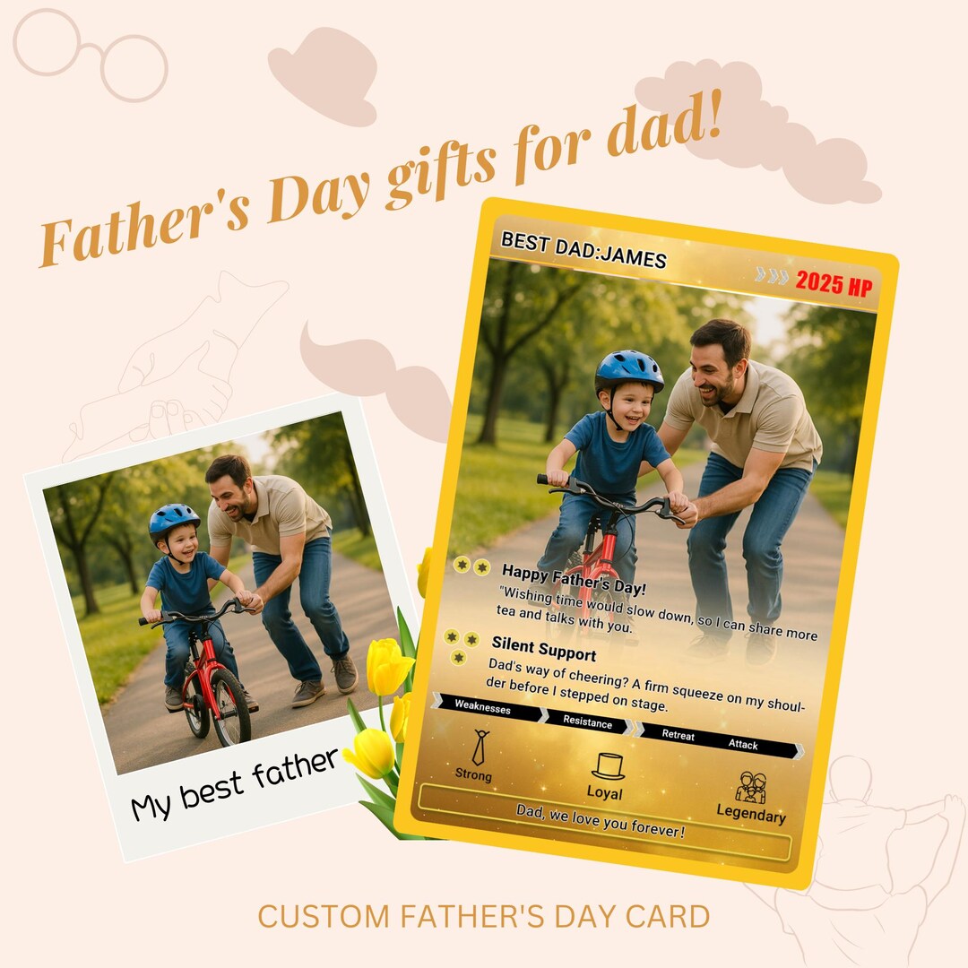 Father's Day Pokemon Card, Custom Pokemon Card, Gift for Dad, Father's ...