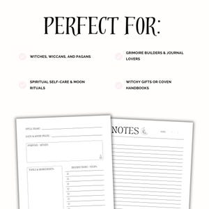 Spell Template & Notes Printable, Grimoire Page, Witchcraft Journal ...