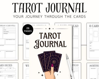 Afdrukbaar tarotdagboek en spiekbriefjes, tarotspreads, dagelijks tarotdagboek, tarotplanner, kaartlezingen, orakel, waarzeggerij, intuïtie, pdf